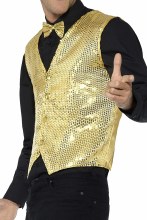 Gold Sequin Vest Small