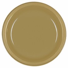 Gold 10in Plastic Plates 20ct
