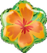 Flower, Tropical Hibiscus Orange Shape • Standard 18" Mylar Helium Balloon