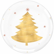 Golden Christmas Tree Foil Hard Plastic Plates ~ 4 Pack/7.5"