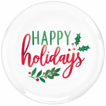 Happy Holidays Hard Plastic Plates ~ 20 Pack/7"