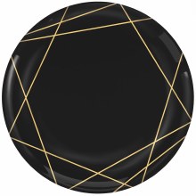 Premium Geometrci Blk/Gold 10.5in Plastic Plates 20ct