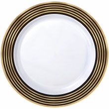 Premium Gold Sriped 10.25in Plastic Plates 20ct