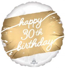 Standard Size / Happy 30th Birthday Golden Age Mylar ~ 18"