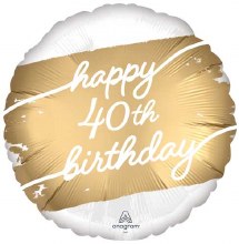 Standard Size / Happy 40th Birthday Golden Age Mylar ~ 18"