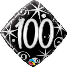 Milestone Year • Elegant Swirls 100 • Standard Size 18" Mylar Helium Balloon