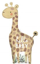 Jungle, Safari • Hello Baby Giraffe • Jumbo 42" Mylar Helium Balloon