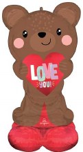 Free-Standing 4½ft. AirLoonz Air-Fill Mylar, Love Bear Shape