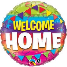 Welcome Home, Colorful Pennent Flags • Standard Size 18in. Mylar Helium Balloon