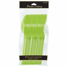 Solid Kiwi Green Plastic Spoons ~ 20 Pack