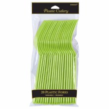 Solid Kiwi Green Plastic Forks ~ 20 Pack