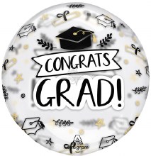 Clear Bubble, Congrats Grad Sketches • Jr. Jumbo 18" Plastic Helium Balloon