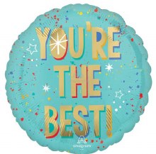 You're The Best, Mint Confetti • Standard Size 17in. Mylar Helium Balloon