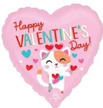 Happy Valentine's Day, Love Cat • Standard Size 18in. Mylar Helium Balloon