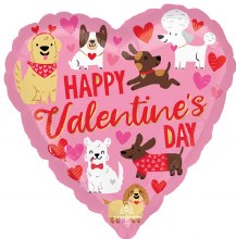 Happy Valentine's Day, Love Dogs • Standard Size 18in. Mylar Helium Balloon