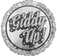 Western, Disco Giddy Up Round • Standard Size 18in. Mylar Helium Balloon