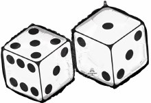 Casino Night, Lucky Dice Shape • Jumbo 35in. Mylar Helium Balloon