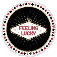 Casino Night, Feeling Lucky • Standard Size 18in. Mylar Helium Balloon