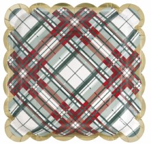 Holly Days Plaid 7" Plate 8ct