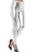 Metallic Silver Leggings L