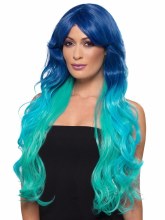 Fashion Mermaid Wig, Blue/Teal, Wavy