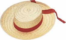 Hat Gondolier Straw Red Ribbon