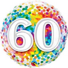 Milestone Year • Rainbow Confetti 60 • Standard Size 18" Mylar Helium Balloon