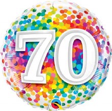 Milestone Year • Rainbow Confetti 70 • Standard Size 18" Mylar Helium Balloon