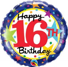 Standard Size / Happy 16th Birthday Mylar ~ 18"