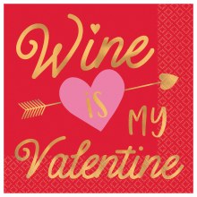 Wine is My Valentine Beverage Napkins 16ct