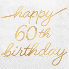 Golden 60th BDay Beverage Napkins