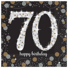 Sparkling 70th Beverage Napkin 16ct