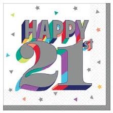 Happy 21st Beverage Napkins 16ct
