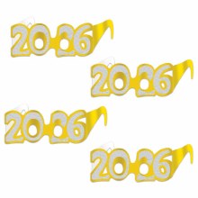2026 Glitter Glasses Gold 4ct