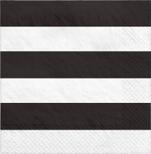 Solid Stripe Blk Lunch Napkin