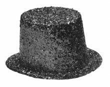 Hat Top Glitter Black Plastic