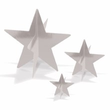 Star 3D Centerpiece Silver 3pk