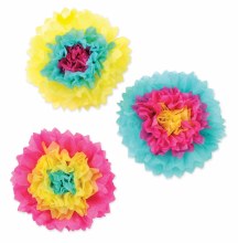 Tissue Flowers Brights 3pk