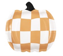 Checkered Pumpkin 9" Plate 8ct
