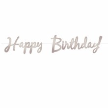 Happy Birthday Banner Silver Foil Cursive