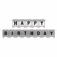 Banner Happy Birthday Foil Silver