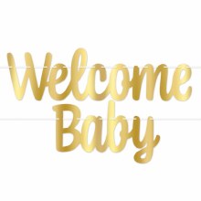 Welcome Baby Banner Gold