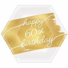 Golden 60th 7" Hexagon Plates