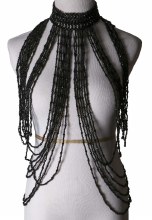 Body Chain Beaded Black