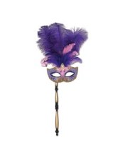 Mask Feathered Purp/Pnk Stick