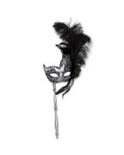 Mask Feathered Blk/Slv Stick