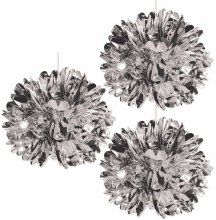 Metallic Silver Hanging Puff Balls