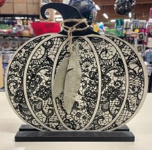Black and White Wooden Pumpkin Cutout Stand