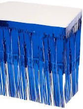 Tableskirt Fringe Foil Blue