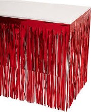 Tableskirt Fringe Foil Red